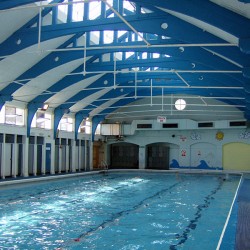 Pool hall at Dulwich Leisure Centre prior to refurbishment work starting